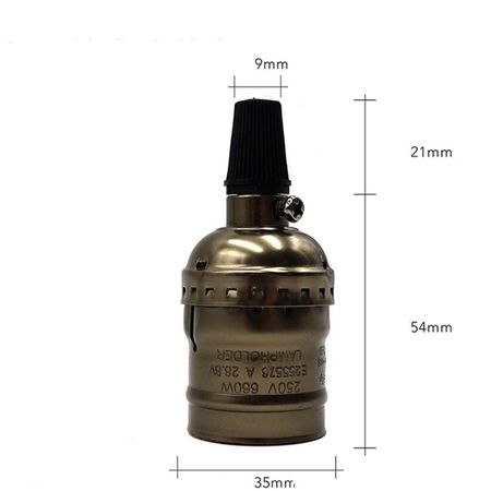 Алюмінієвий ретро-патрон Е27 Бронза для ламп Едісона (економ серія), Колір: бронза, зображення 2